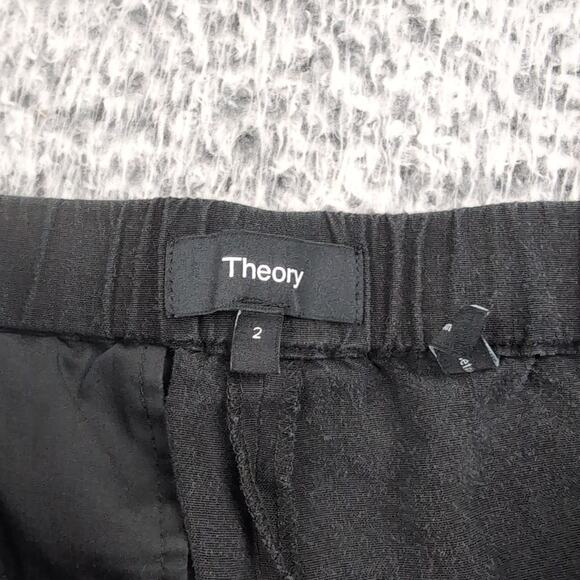 Theory Pants Womens 2 Black Linen Blend Classiccore Straight Leg Career Casual - Picture 4 of 9